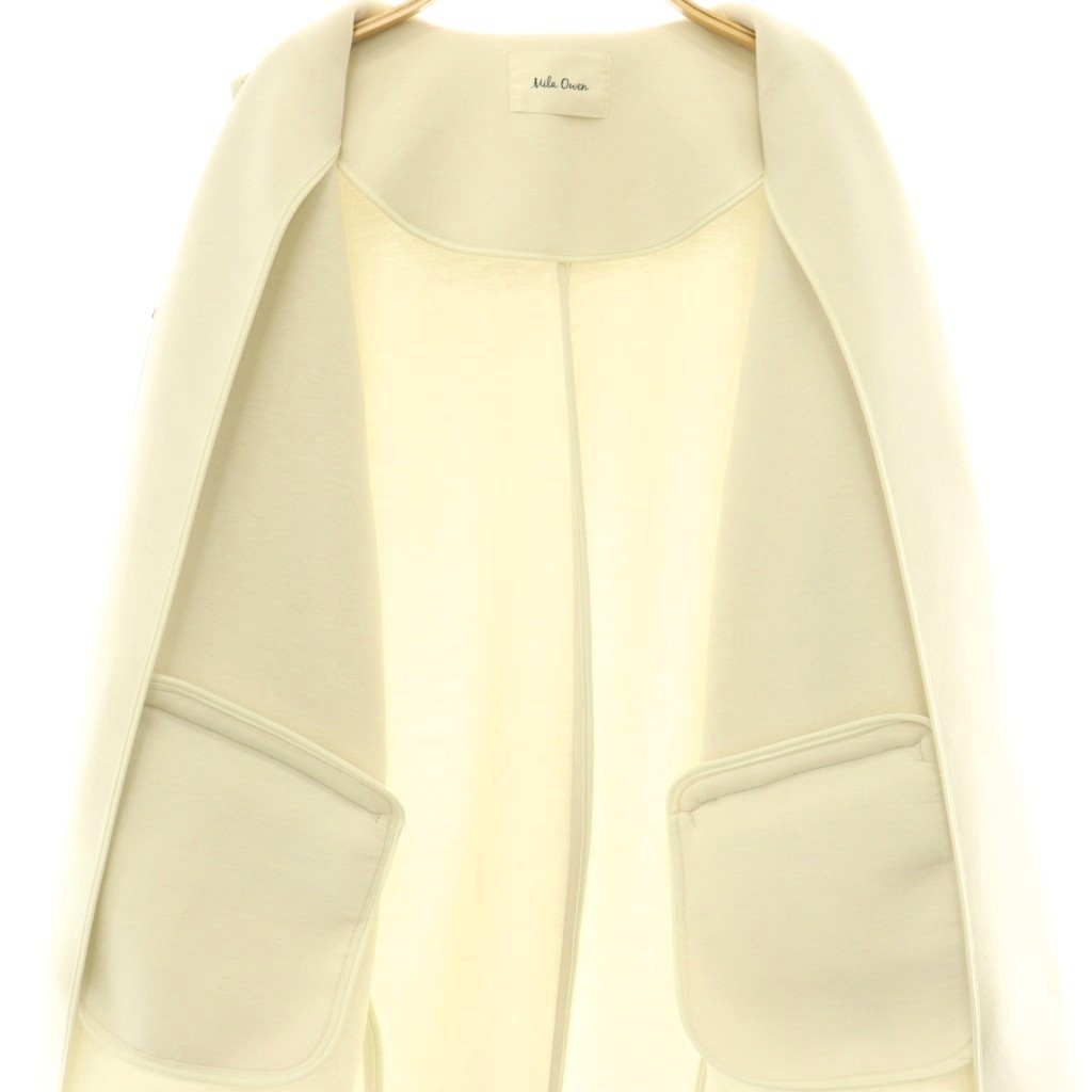 【中古】ミラオーウェン Mila Owen 25SS ノーカラーフラップPK付きポンチコート ロング 0 アイボリー /HK ■OS レディース 【ベクトル 古着】 260519 auc-vector-20918242 ブランド古着の買取販売ベクトル サンプル画像3