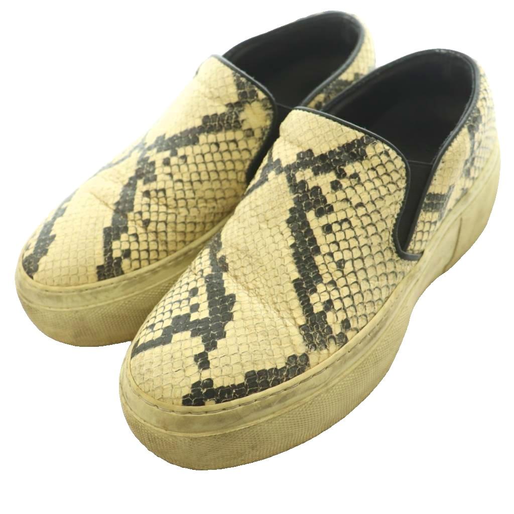 【中古】ペリーコ PELLICO サニー SUNNY パイソン柄 スリッポン 35 アイボリー 黒 ブラック /SS ■OS レディース 【ベクトル 古着】 260521