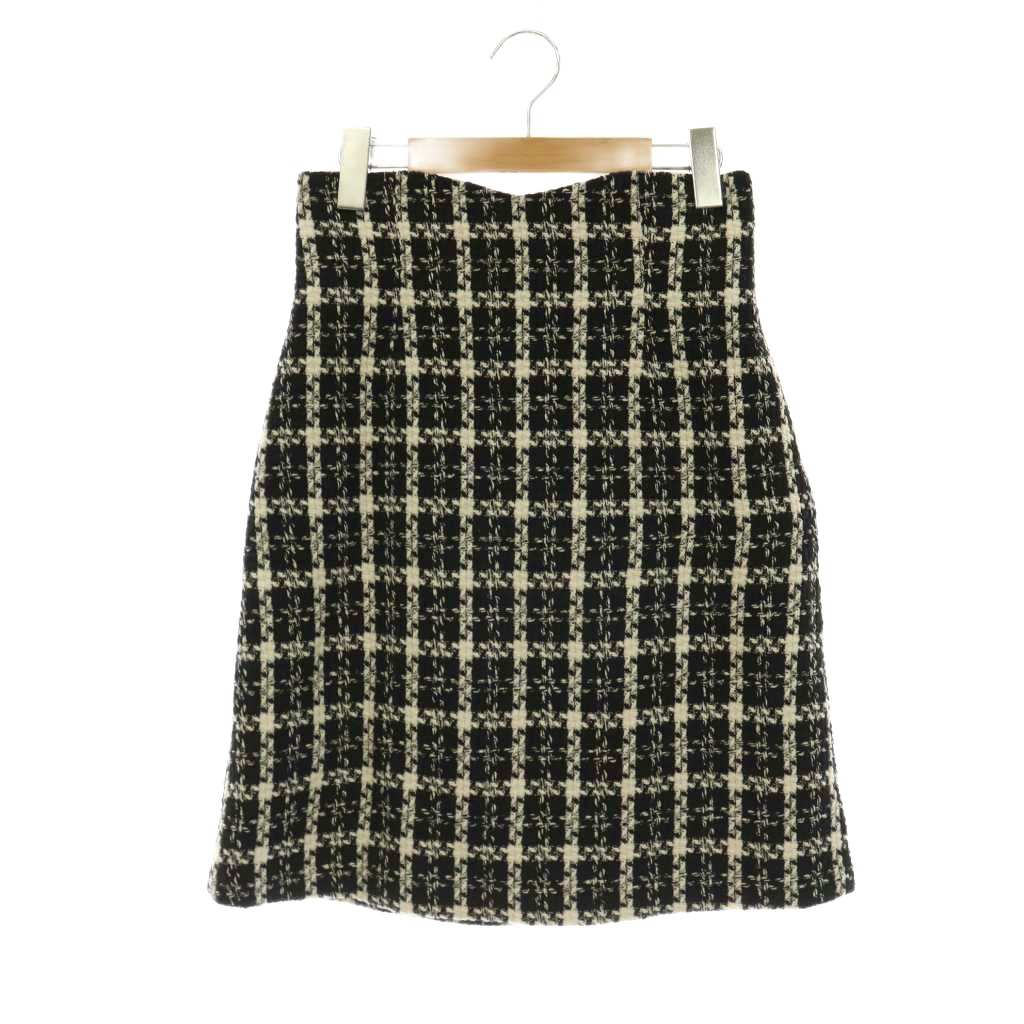 【中古】未使用品 プロポーション ボディドレッシング PROPORTION BODY DRESSING ハイウエストツィードミニスカート 台形 ウール混 M 黒 白 /HS ■OS レディース 【ベクトル 古着】 260519