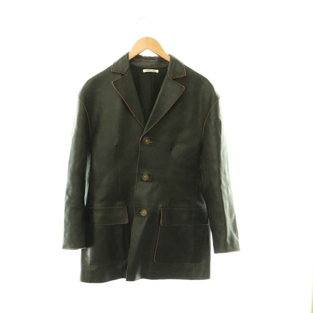 フミカ ウチダ FUMIKA_UCHIDA Buffalo Leather SINGLE JACKET レザージャケット 革ジャン テーラード 36 ブラック ブラウン /CX ■OS メンズ  260519