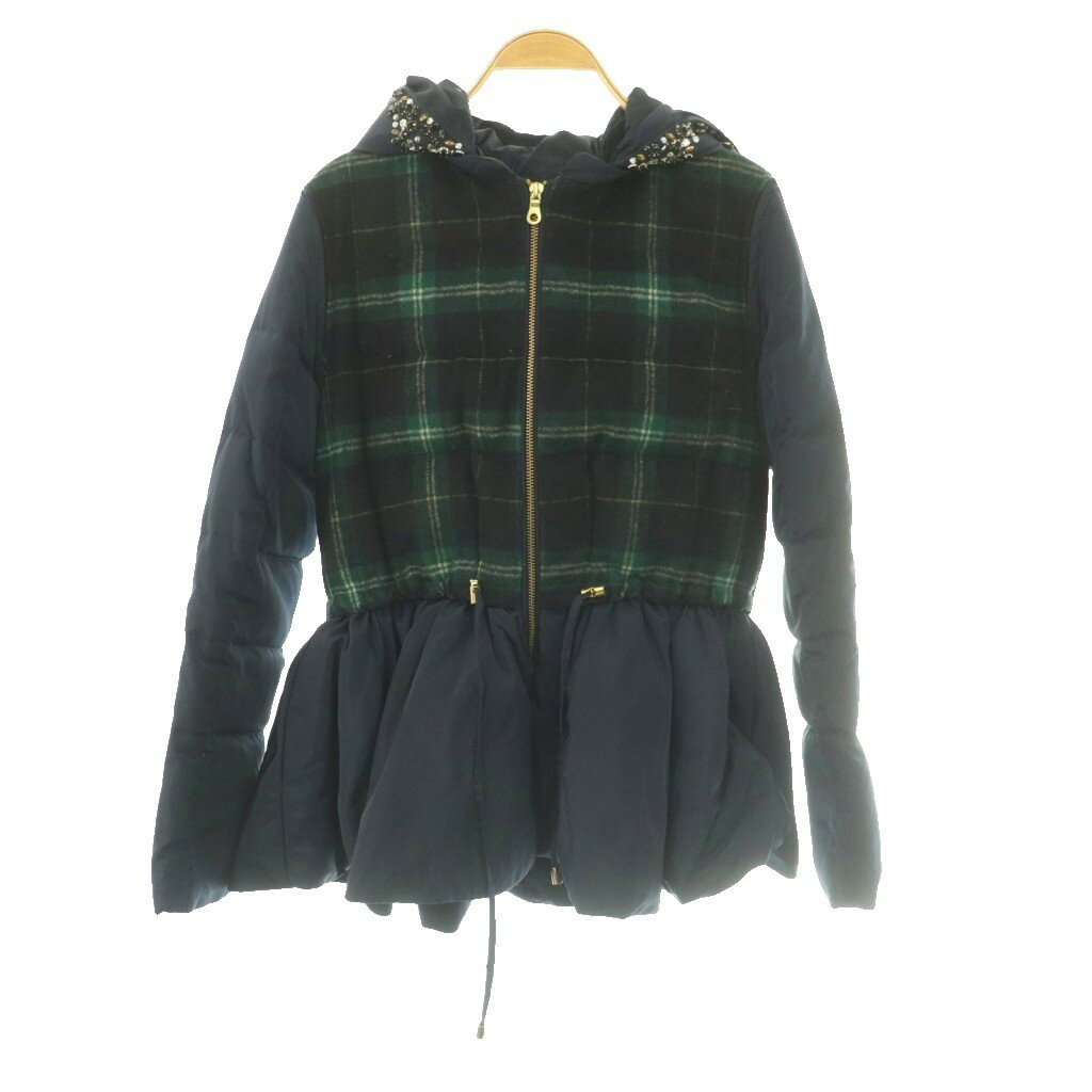 【中古】チェスティ Chesty 4WAYペプラムダウンジャケット 1 マルチカラー 紺 ネイビー 緑 グリーン /SS ■OS レディース 【ベクトル 古着】 260525
