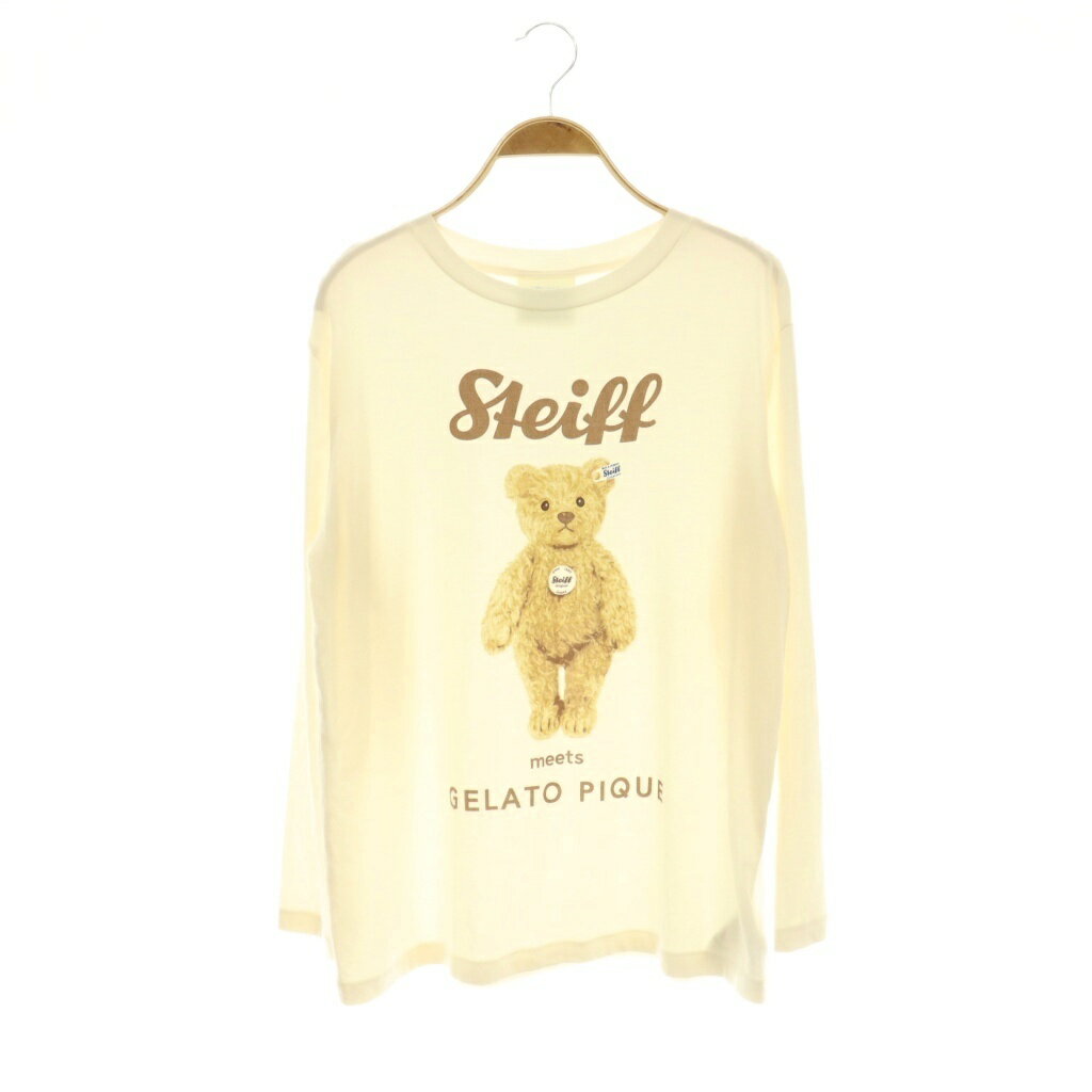 【中古】ジェラートピケ gelato pique 24SS シュタイフ Jamesワンポイントプルオーバー Tシャツ カットソー ルームウェア F クリーム ..