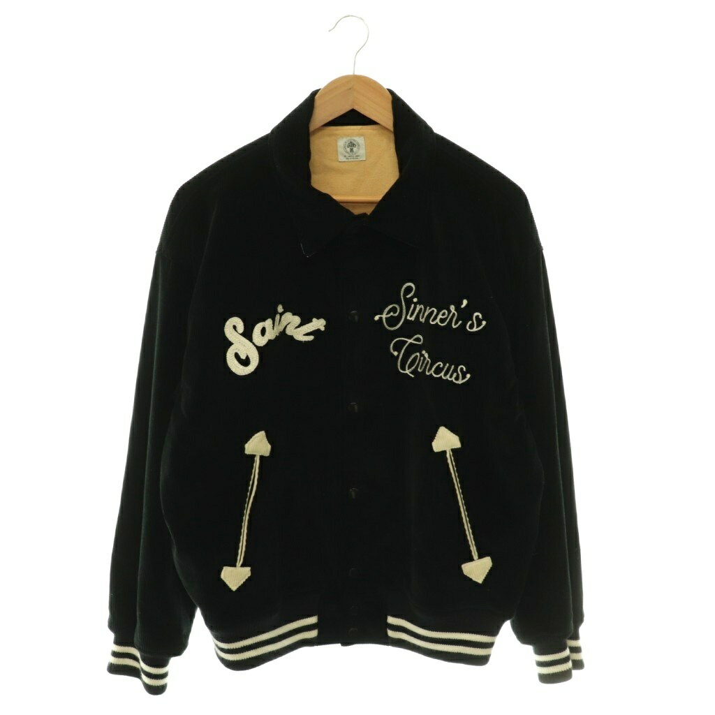 セントマイケル SAINTMICHAEL CORDUROY JACKET コーデュロイジャケット ステンカラー 刺繍 ロゴ M ブラック マルチカラー /CX ■OS ■SH メンズ  260527