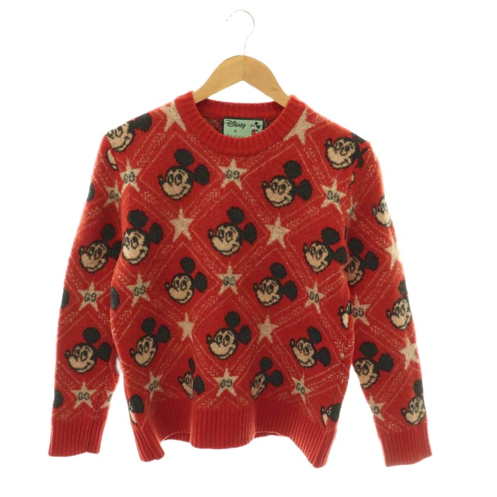グッチ GUCCI ×ディズニー Mickey Mouse Pattern Crewneck Knitted Sweater ニット セーター プルオーバー アルパカ混 XS オレンジ マルチカラー 601563 /CX ■OS メンズ レディース  260527