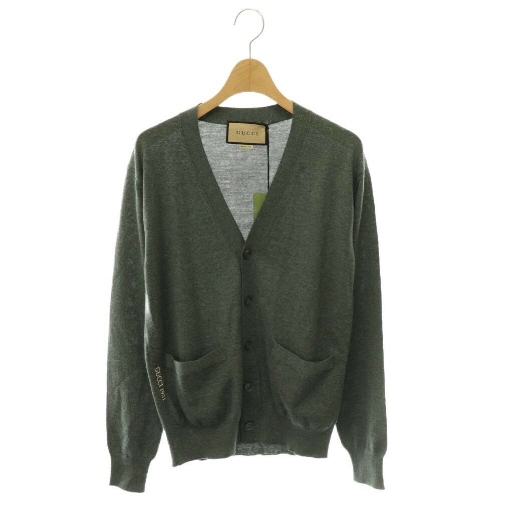 gucci///////////////\' - 【中古】未使用品 グッチ GUCCI 774071 ロゴ刺繍 ウールVネックカーディガン ニット XS グレー /ES ■OS ■SH メンズ 【ベクトル 古着】 260602