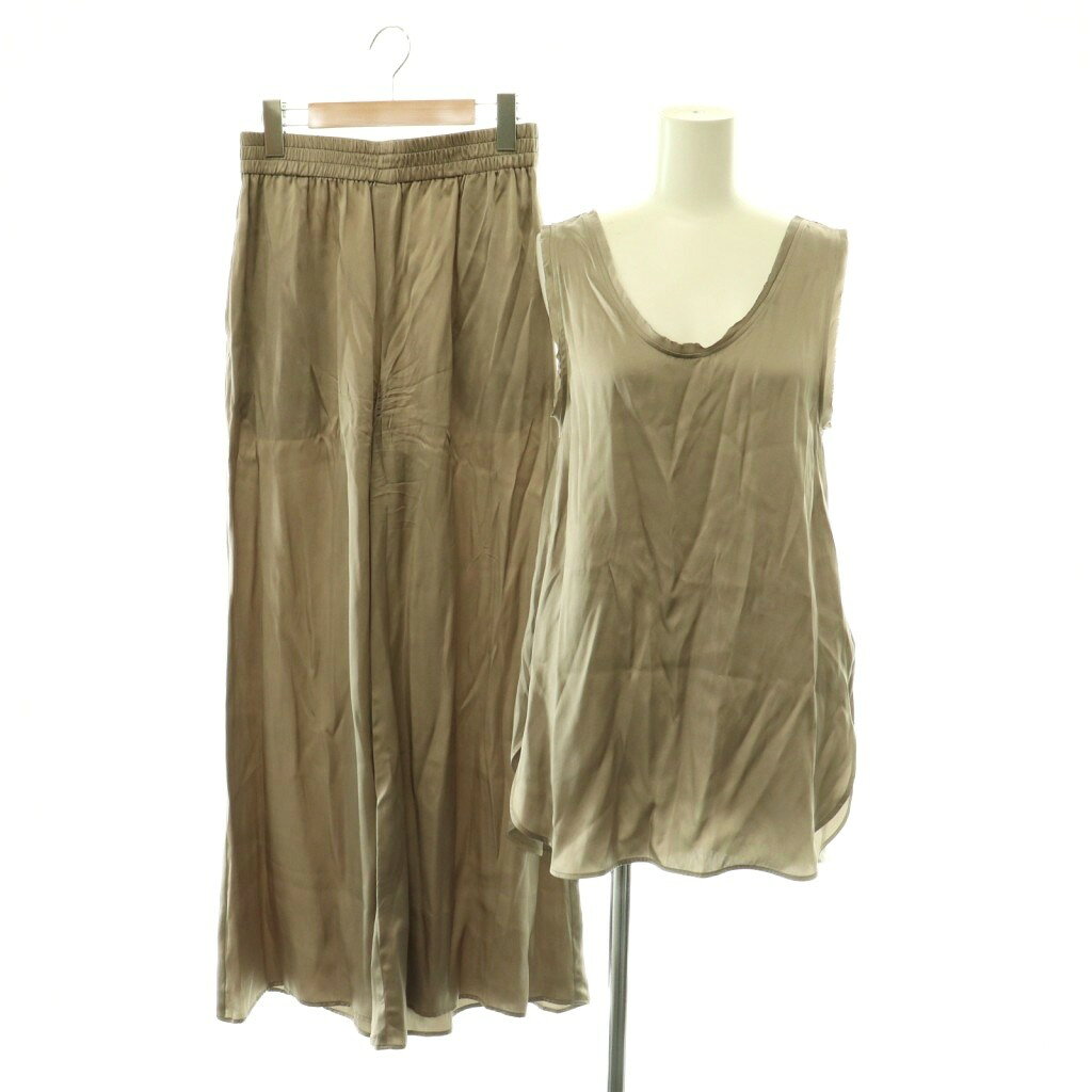 アパルトモン ドゥーズィエムクラス L'Appartement DEUXIEME CLASSE Washable Silk Tank Top Wide Pants タンクトップ ワイドパンツ セットアップ グレージュ /DF ■OS レディース  260604