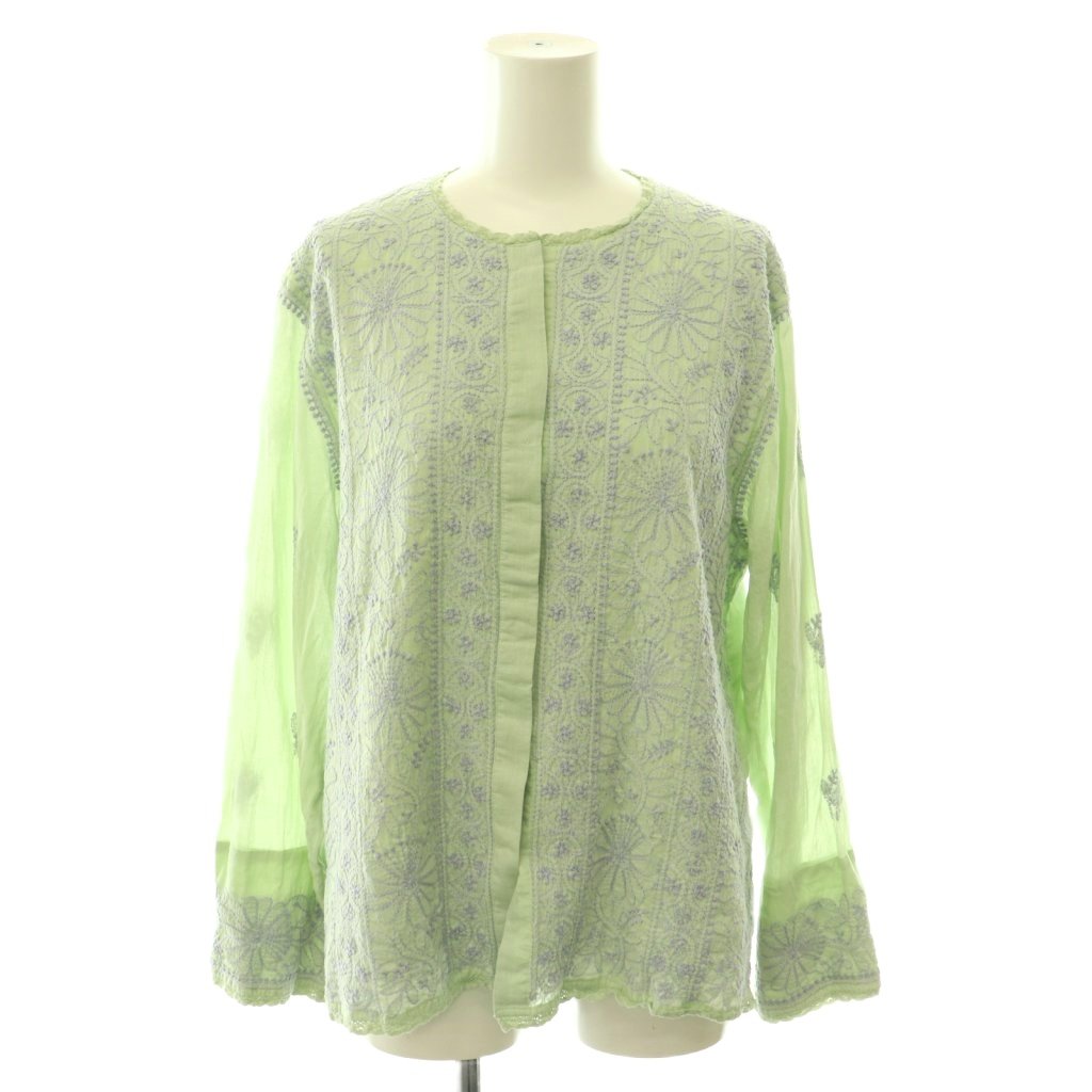 ヌキテパ NE QUITTEZ PAS! Cotton Voile Lucknow EMB Top シャツ ブラウス 刺繍 長袖 ライトグリーン /HK ■OS ■SH レディース  260602