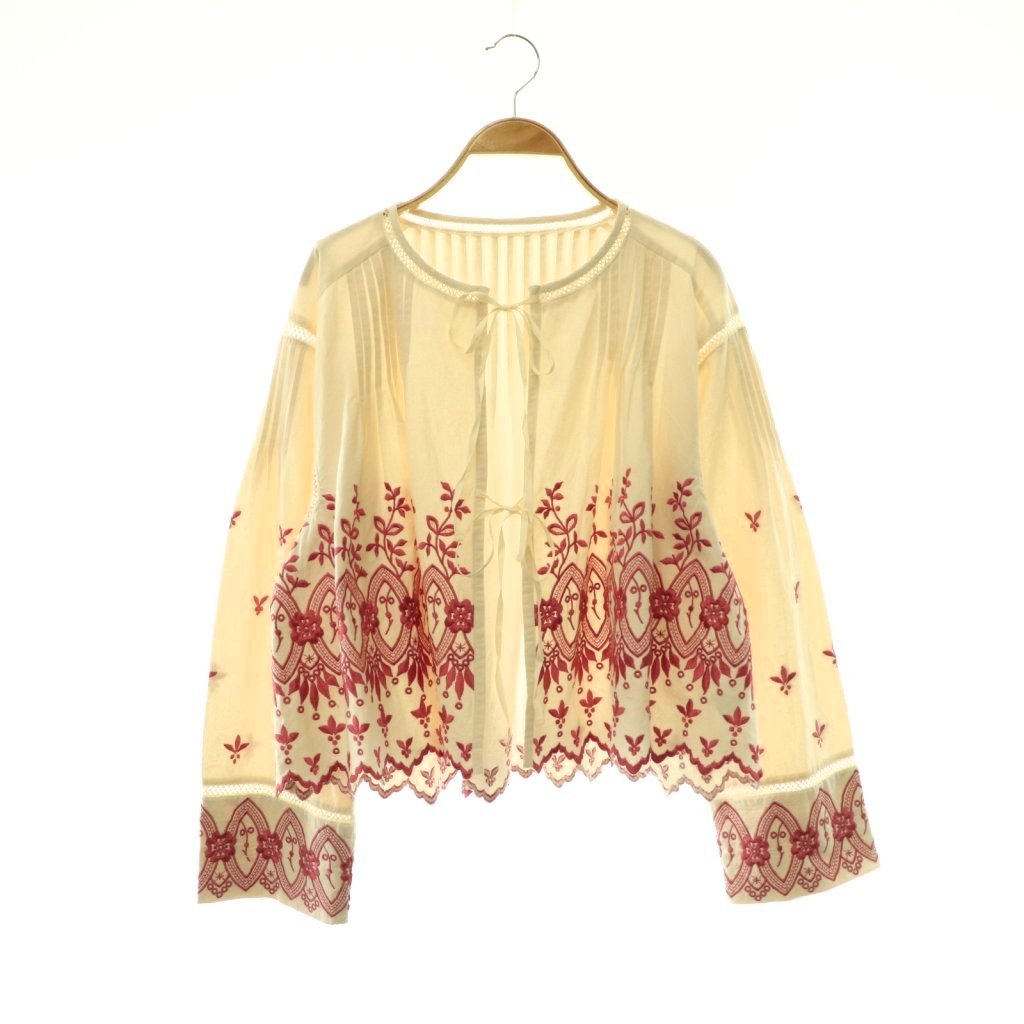 ヌキテパ NE QUITTEZ PAS! 25AW Crimp Cotton Anglaise Embroidery Top ブラウス 刺繍 アイボリー スモークピンク /ES ■OS ■S レディース  260602