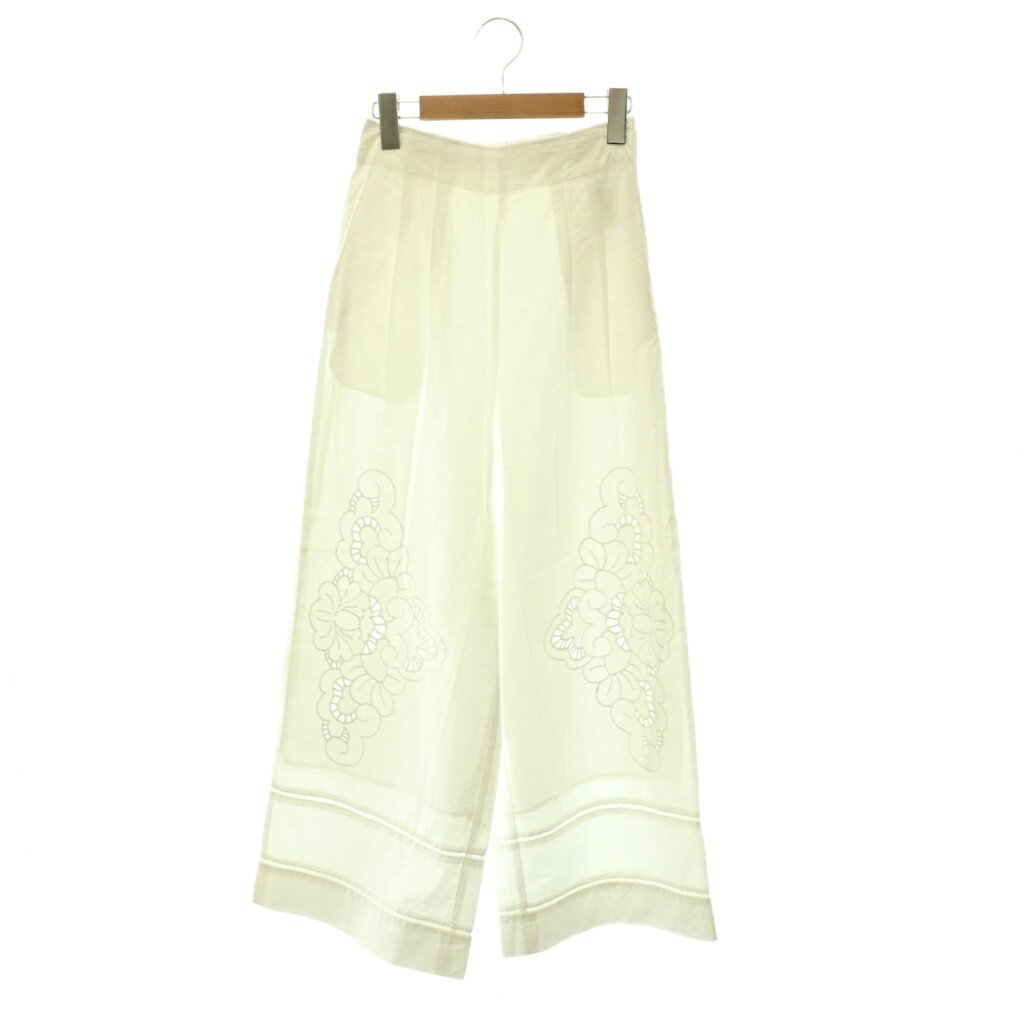 ヌキテパ NE QUITTEZ PAS! 25SS Poplin Daisy Cutwork Pants パンツ ワイド 刺繍 S ホワイト /HK ■OS ■SH レディース  260602