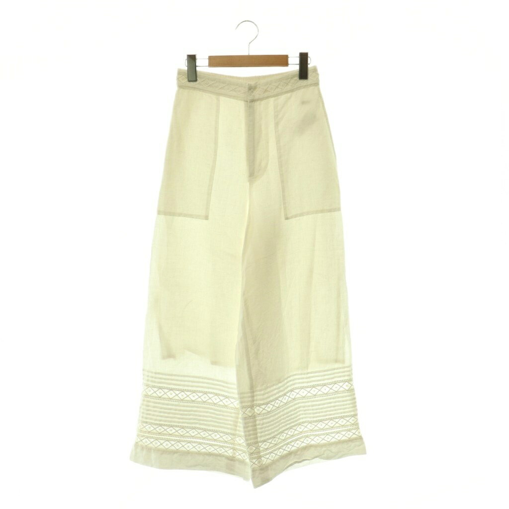 ヌキテパ NE QUITTEZ PAS! COTTON LINEN PIN TUCK LACE PANTS パンツ ストレート レース M 白 /CX ■OS ■SH レディース  260601