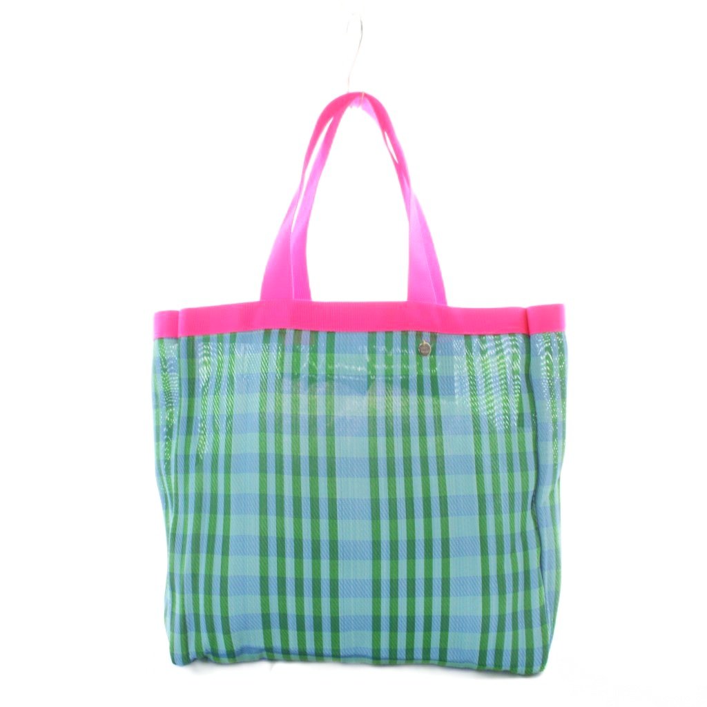 【中古】ヌキテパ NE QUITTEZ PAS パサンドバイ Pasand by Multi Stripe Mesh トートバッグ Green 緑 グリーン チェック柄 メッシュ /RI ■OS ■SH レディース 【ベクトル 古着】 260604