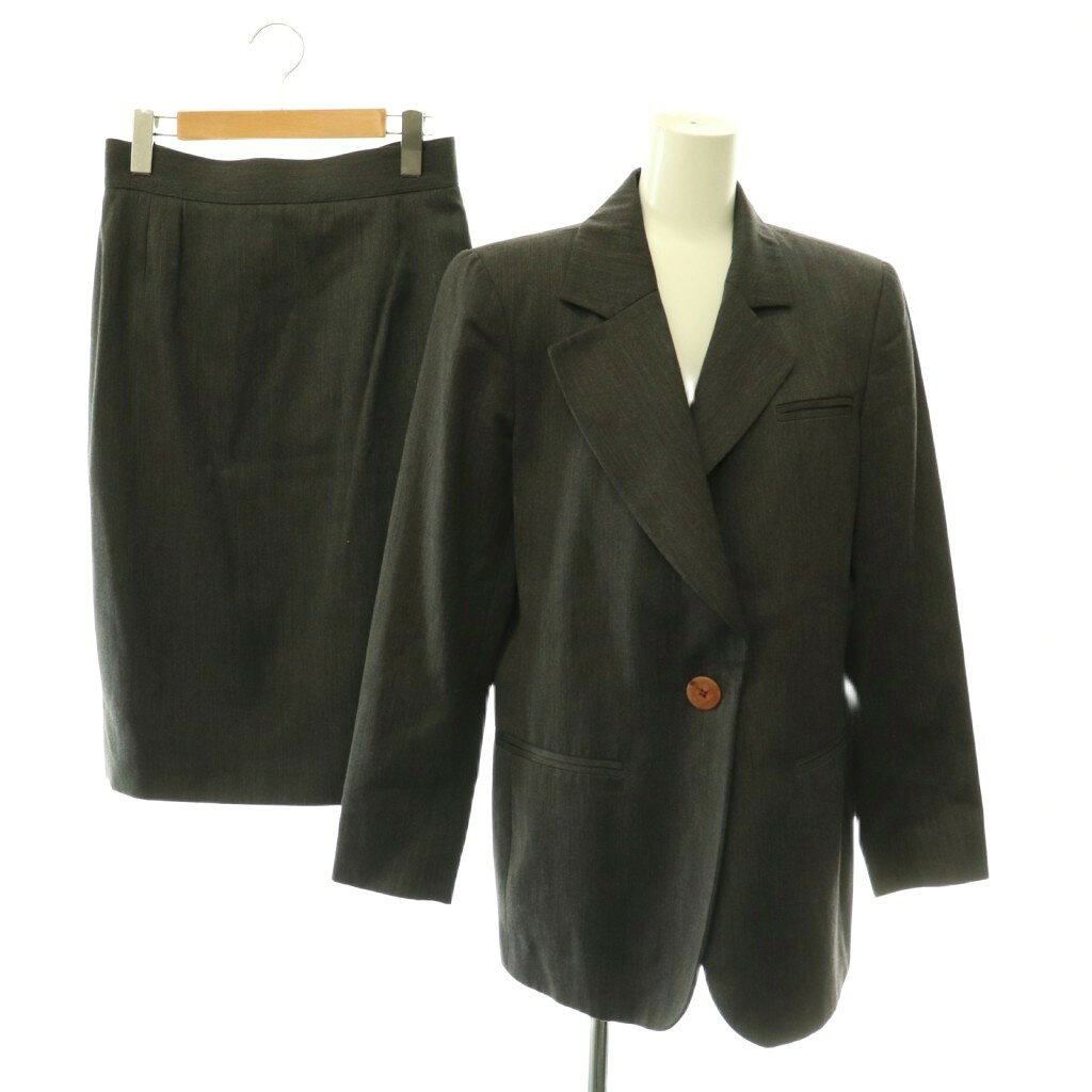 クリスチャンディオール Christian Dior COORDONNES スーツ セットアップ スカート テーラードジャケット タイト 44 チャコール /CX ■OS レディース  260612