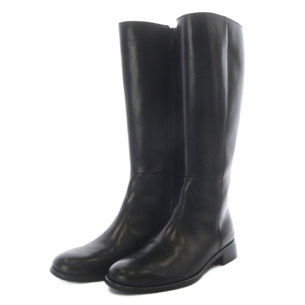 【中古】マーガレットハウエル MARGARET HOWELL idea ブーツ ロング ローヒール レザー 23.5 ブラック /YO27 レディース 【ベクトル 古着】 260604
