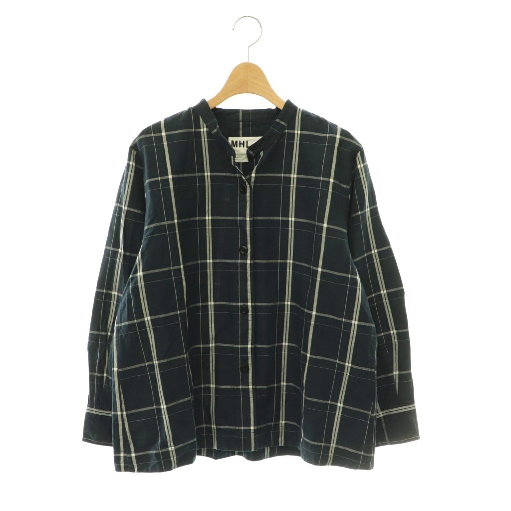 美品 24SS MHL. コットン オーバーサイズ バンドカラー 長袖シャツ 黒 楽天市場】mhl バンドカラー シャツの通販