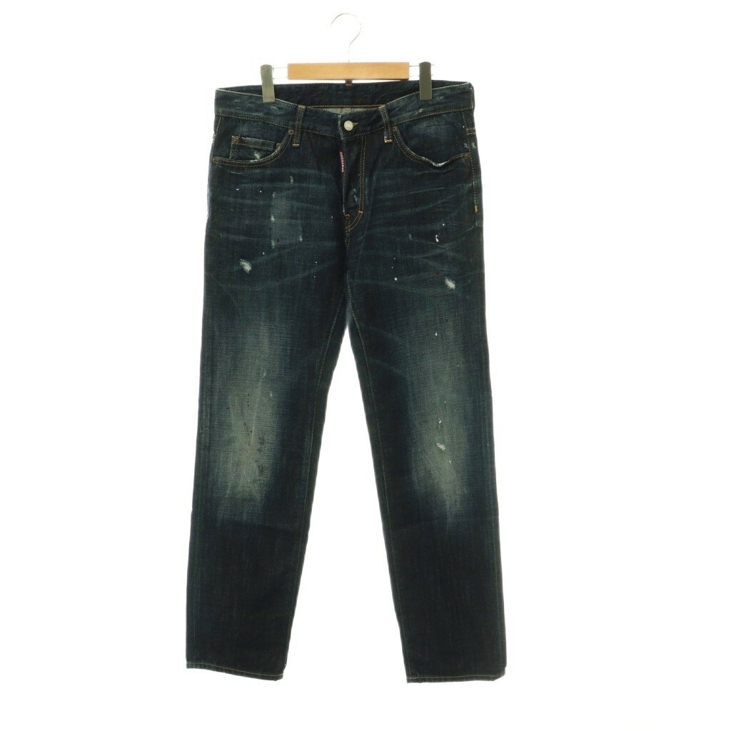 [Used] Dsquared2 Paint-Splattered Denim Jeans, Distressed Finish, Button Fly, Size 48, Indigo /ES ■OS Men's [Vector Used Clothing] 260618