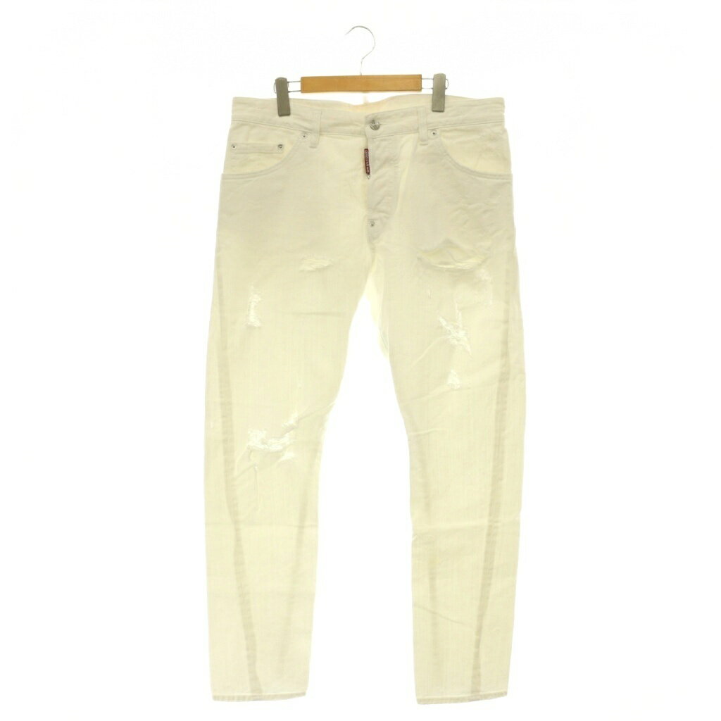 [Used] Dsquared2 Distressed Denim Jeans, Button Fly, Size 50, White /DO ■OS Men's [Vector Used Clothing] 260619