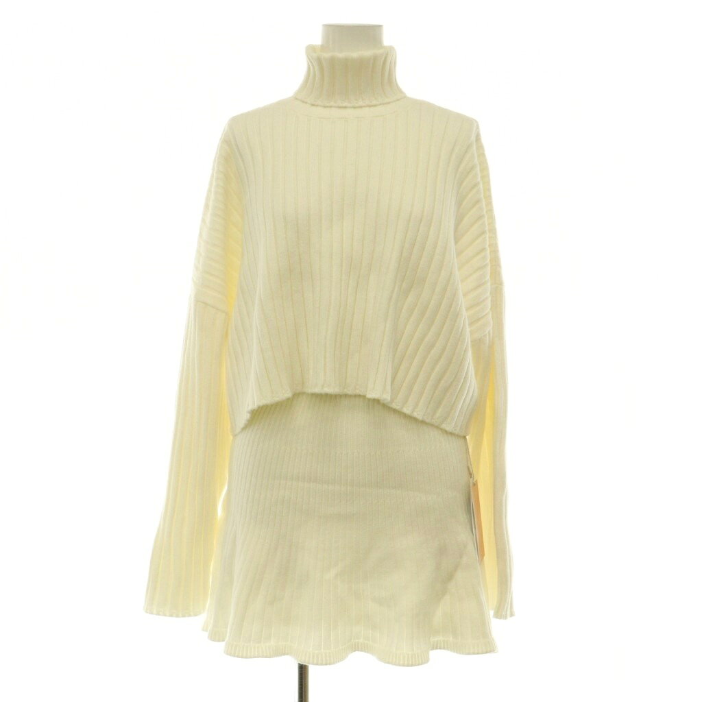 【中古】未使用品 ダーリッチ Darich セットアップ タートルネックニット セーター フレアスカート F ホワイト /MY ■OS レディース 【ベクトル 古着】 260615