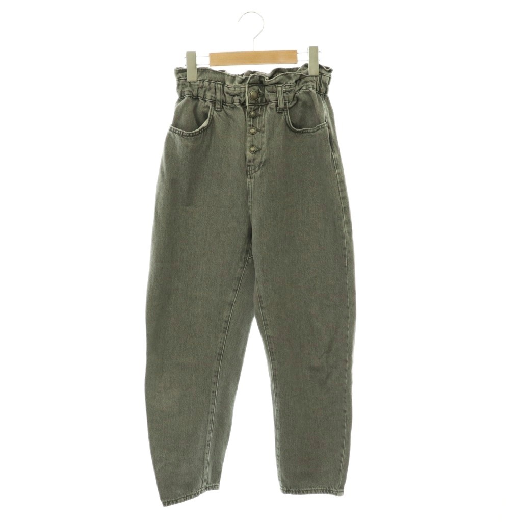 [Used] ZARA Button-Fly Denim Jeans Tapered USA2 Gray /DO ■OS Women's [Vector Used Clothing] 260615