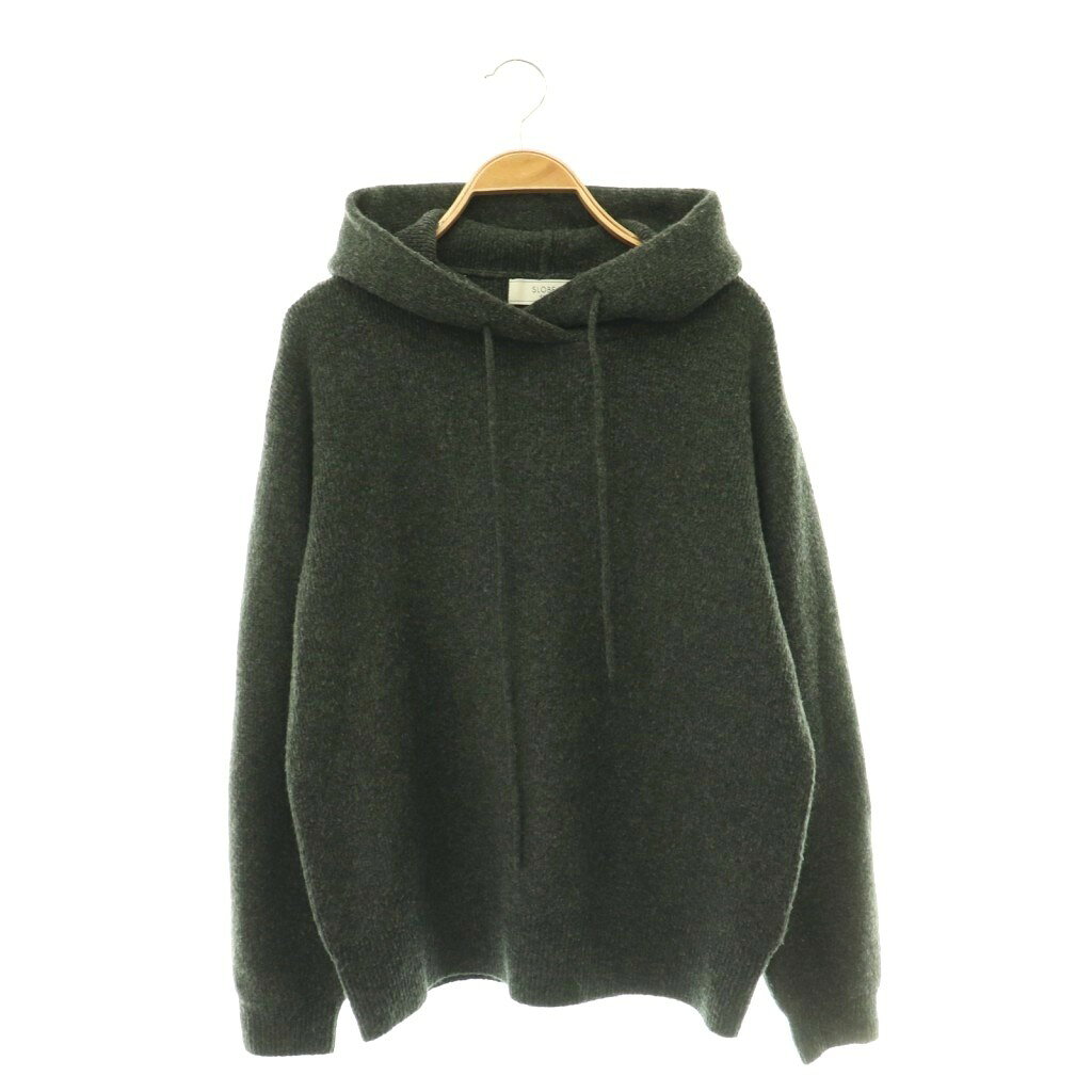 【中古】スローブ イエナ SLOBE IENA 24AW エアリーニットフーディー パーカー セーター 長袖 ダークグレー /HS ■OS レディース 【ベクトル 古着】 260619
