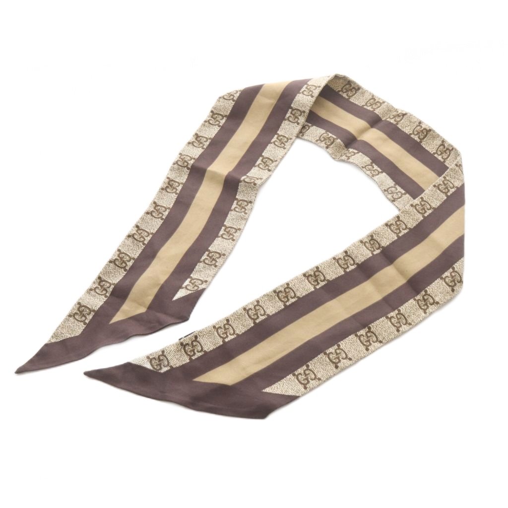 gucci///////////////\' - 【中古】グッチ GUCCI スカーフ GG柄 シルク ブラウン /YO12 ■OH レディース 【ベクトル 古着】 260622