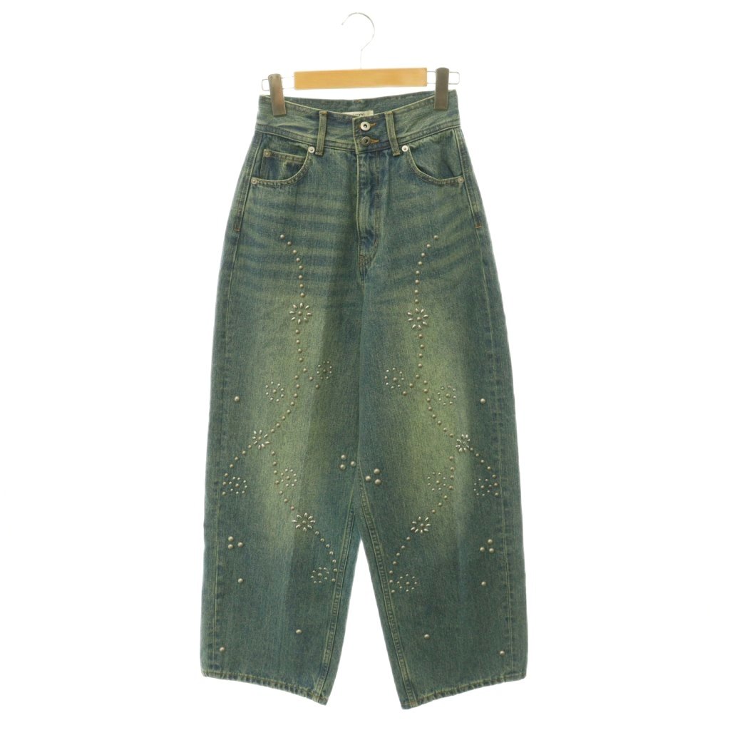 未使用品 アメリヴィンテージ Ameri VINTAGE 25AW STUDS DETAIL STRAIGHT DENIM PANTS デニム ジーンズ パンツ スタッズ 24 青 ブルー 0125208610070 /MI ■OS レディース  260630