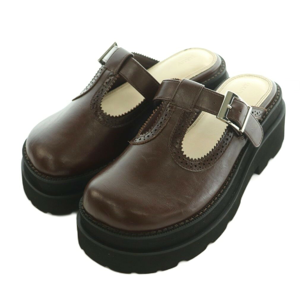 【中古】未使用品 アメリヴィンテージ Ameri VINTAGE 26SS BROGUE SLIDE LOAFER 厚底スライドローファー フェイクレザー M 23.5-24.0cm 茶 ブラウン 0126112980980 /MI ■OS レディース 【ベクトル 古着】 260701
