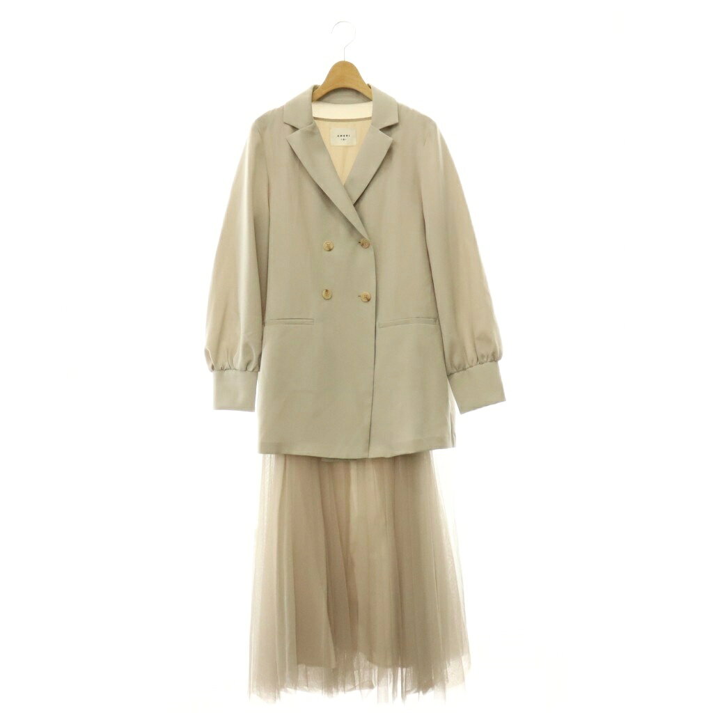 アメリヴィンテージ Ameri VINTAGE TRINITY JKT TULLE DRESS ジャケットワンピース ロング 長袖 ダブル M ライトベージュ /DO ■OS ■SH レディース  260706