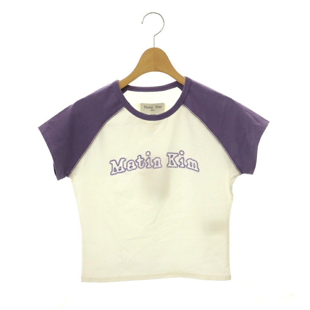 未使用品 マーティンキム MatinKim 25SS Flower Stitch Raglan Logo Top Tシャツ カットソー 半袖 S パープル ホワイト /DO ■OS ■SH レディース  260706