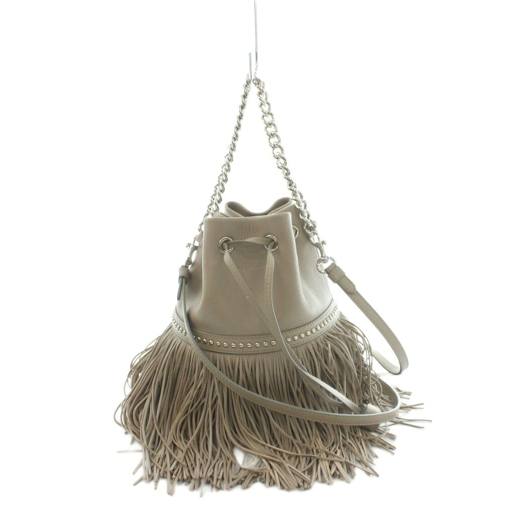 ジェイ&エムデヴィッドソン J&M Davidson FRINGE CARNIVAL MINI 2WAY ショルダーバッグ ハンドバッグ レザー フリンジ グレージュ /MI ■OS レディース  260708