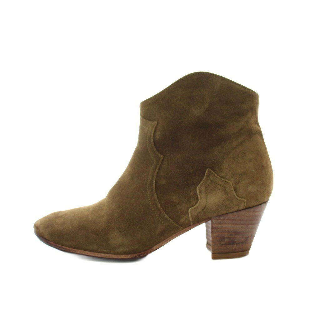 【中古】イザベル マラン エトワール ISABEL MARANT ETOILE Dicker ショートブーツ シューズ 38 オリーブ ウエスタン調 スエード レザー /RI ■OS レディース 【ベクトル 古着】 260721ブランドイザベル マラン エトワール ISABEL MARANT ETOILE表記サイズ38実寸サイズ筒周り：26cm　筒高：11cm　ヒールの高さ：5.8cm　足首：29cm　　素材スエード色オリーブ状態この商品には下記のようなダメージがあります。 ・表面に擦れ、毛羽立ち ・ヒールに擦れ ・内側のかかとに擦れ ※全体的に中古品としての使用感とダメージがありますが、通常使用には支障のない商品です。 掲載写真や記載内容をご確認いただき、ご理解の上ご購入ください。付属品付属品なし商品のお問い合わせの回答を休止しております。＊各商品ページの商品詳細等をご確認の上ご購入ください。【中古】イザベル マラン エトワール ISABEL MARANT ETOILE Dicker ショートブーツ シューズ 38 オリーブ ウエスタン調 スエード レザー /RI ■OS レディース 【ベクトル 古着】 260721状態ランク　”B”詳細については、下記および「状態ランクについて」ページをご覧ください。未使用・新品の商品ほぼ新品同様の商品使用感が少なく、かなり状態の良い商品使用感はあるが、傷や汚れの少ない商品使用感の他、傷や汚れが見られる商品かなり大きな傷みがある難あり商品※S〜CランクはUSED品となりますので、使用感をご理解の上でご入札下さい。状態ランクについてinformationブランドイザベル マラン エトワール ISABEL MARANT ETOILE表記サイズ38実寸サイズ筒周り：26cm　筒高：11cm　ヒールの高さ：5.8cm　足首：29cm　　素材スエード色オリーブ状態この商品には下記のようなダメージがあります。 ・表面に擦れ、毛羽立ち ・ヒールに擦れ ・内側のかかとに擦れ ※全体的に中古品としての使用感とダメージがありますが、通常使用には支障のない商品です。 掲載写真や記載内容をご確認いただき、ご理解の上ご購入ください。付属品付属品なし商品のお問い合わせの回答を休止しております。＊各商品ページの商品詳細等をご確認の上ご購入ください。本商品は一点物です他サイトや店舗にて販売している商品です。多少のお時間差にて欠品になることもございます。予めご了承頂ますようお願い致します。ベクトル・サイズガイドはこちらこの商品と同じブランドの商品を見る