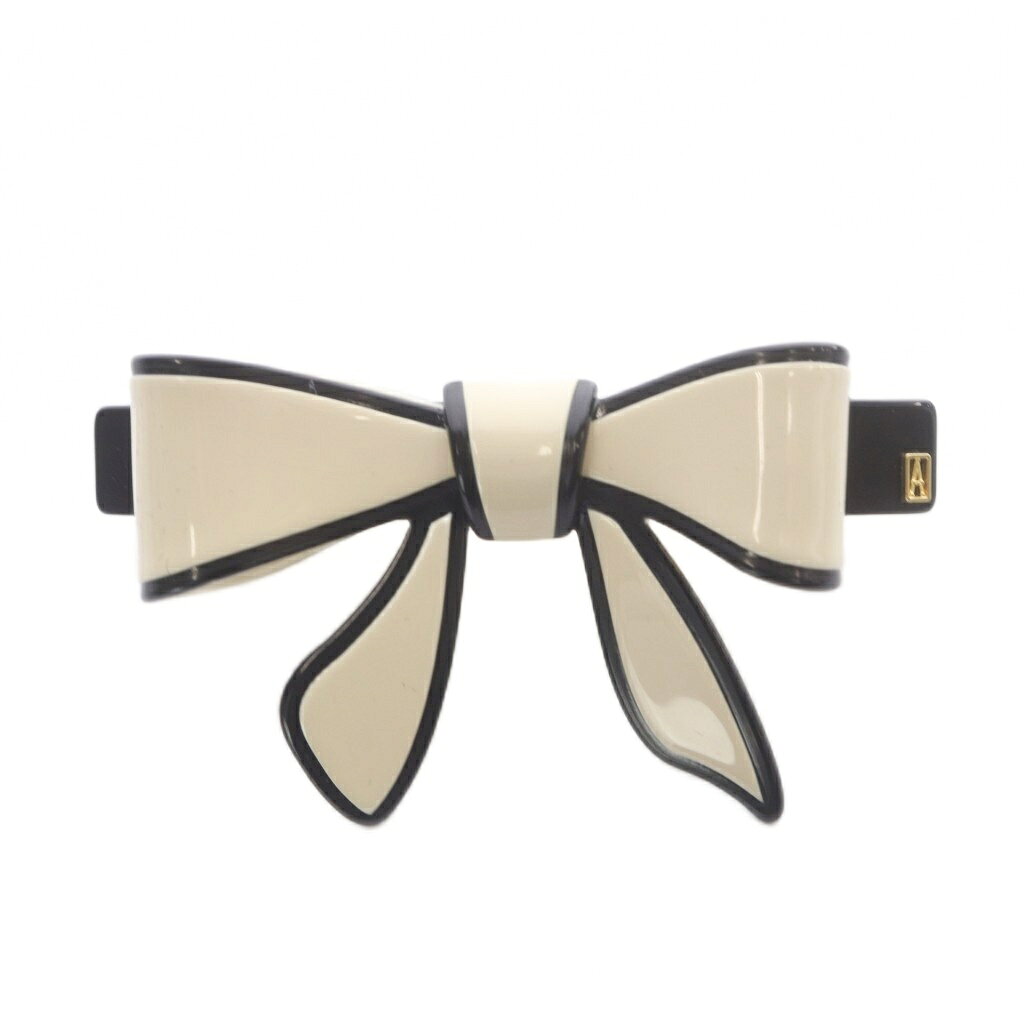 【中古】アレクサンドルドゥパリ Alexandre De Paris リボン バレッタ ロゴ バイカラー 黒 ブラック ベージュ /SR レディース 【ベクトル 古着】 260806