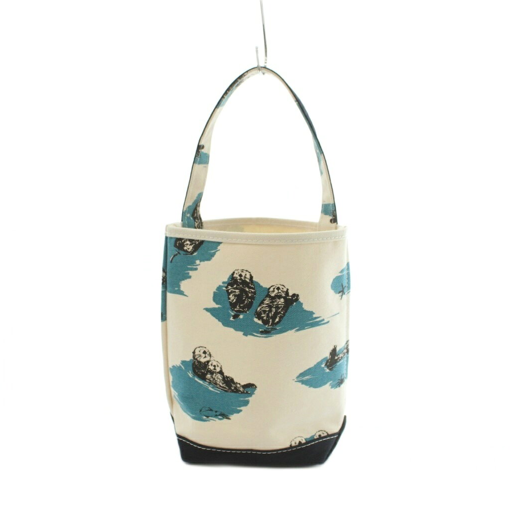 【中古】テンベア TEMBEA BAGUETTE TOTE MINI RAKKO バゲットトートバッグ キャンバス 総柄 アイボリー 黒 ブラック 青 ブルー /MI ■OS レディース 【ベクトル 古着】 260803