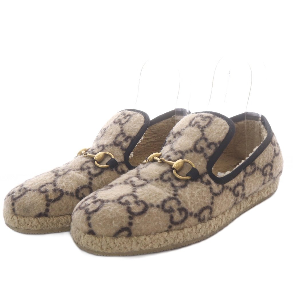 【中古】グッチ GUCCI ローファー スリッポン GGウール ホースビット 40 ベージュ 575850 /YO20 メンズ 【ベクトル 古着】 260817