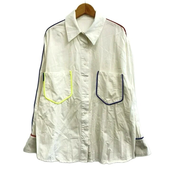 【中古】ユーム U:UME パイピングL/Sシャツ ポケット M ホワイト /MY ■OS■SH レディース 【ベクトル 古着】 260813