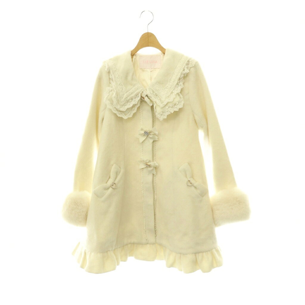 【中古】リズリサ LIZ LISA ウール混コート アウター ロング 総裏地 0 ホワイト /DO ■OS レディース 【ベクトル 古着】 260807