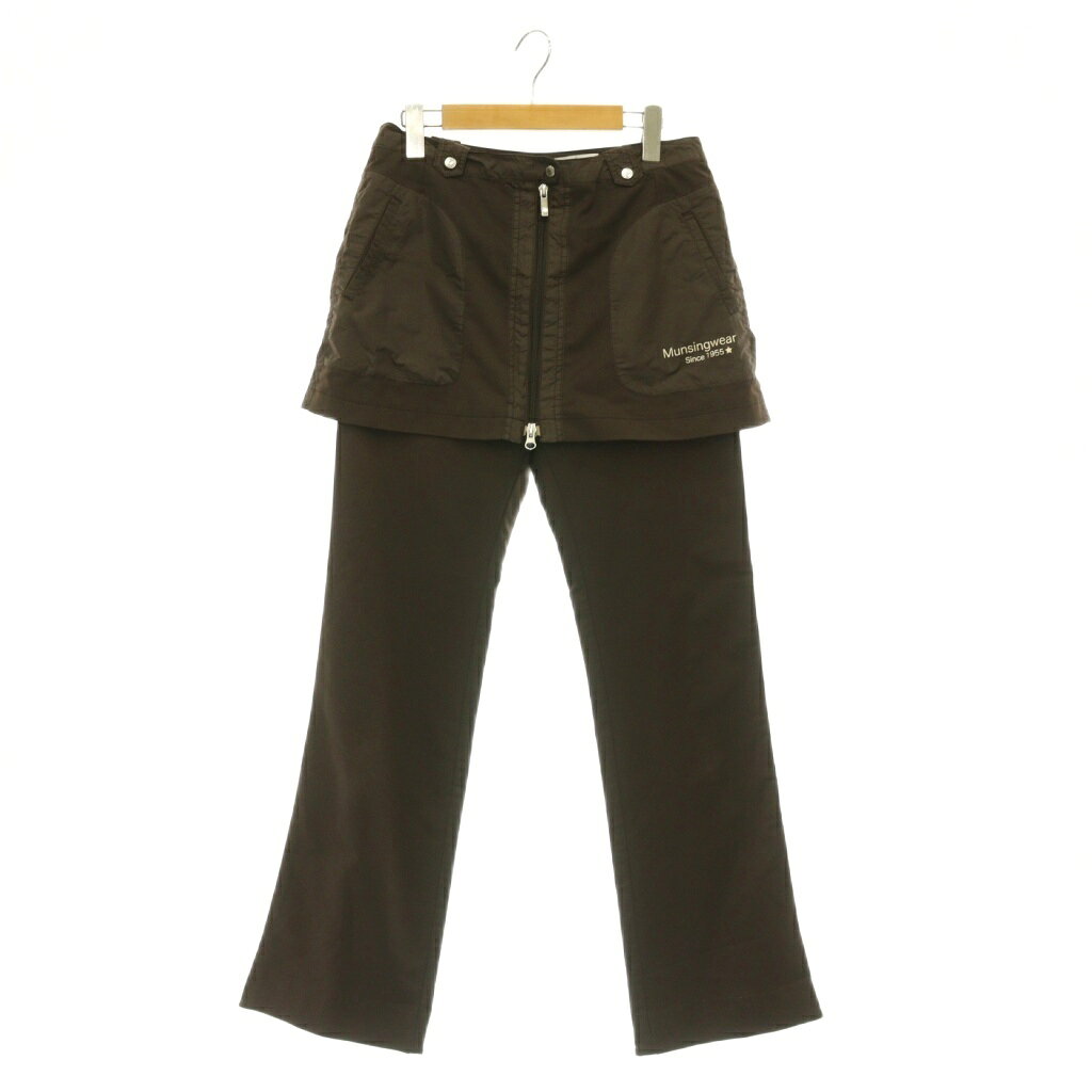 【中古】マンシングウェア MUNSINGWEAR ゴルフウエア 3WAY スカート付きパンツ 9 ブラウン /MY ■OS ■MA レディース 【ベクトル 古着】 260825