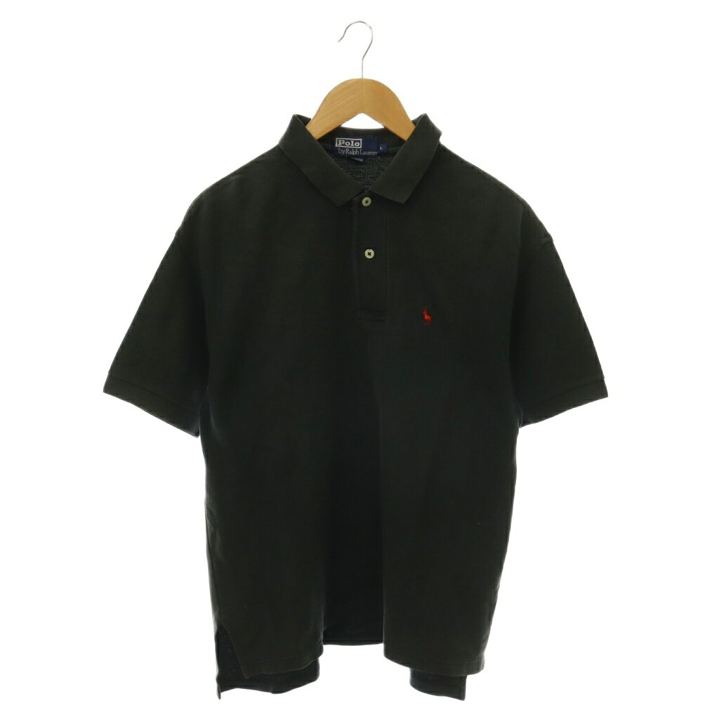 【中古】ポロ バイ ラルフローレン Polo by Ralph Lauren ロゴ刺繍 ポロシャツ 鹿の子 半袖 L 黒 ブラック /HS ■OS ■GY09 メンズ 【ベクトル 古着】 260902