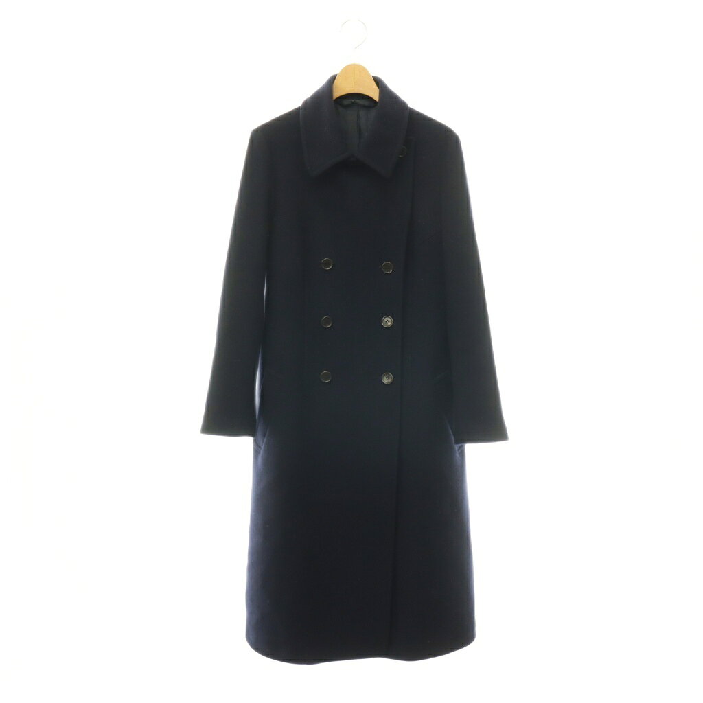 【中古】フーフー foufou melton double coat コート メルトン ダブル ステンカラー ウール アウター ロング 1 紺 ネイビー /HS ■OS レディース 【ベクトル 古着】 260904