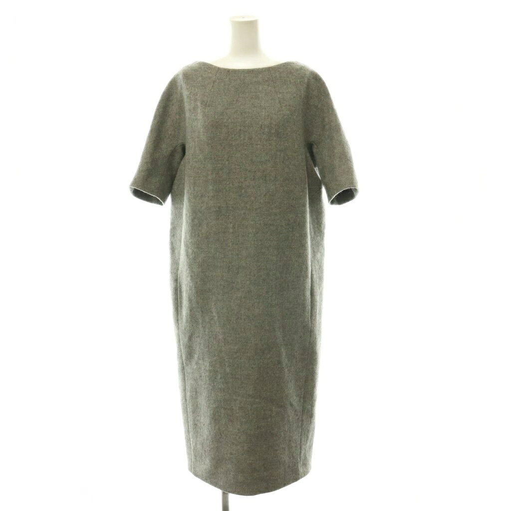 【中古】ドリスヴァンノッテン DRIES VAN NOTEN ウールハーフスリーブワンピース コクーン ボートネック ロング XS グレー /HS ■OS レディース 【ベクトル 古着】 260904
