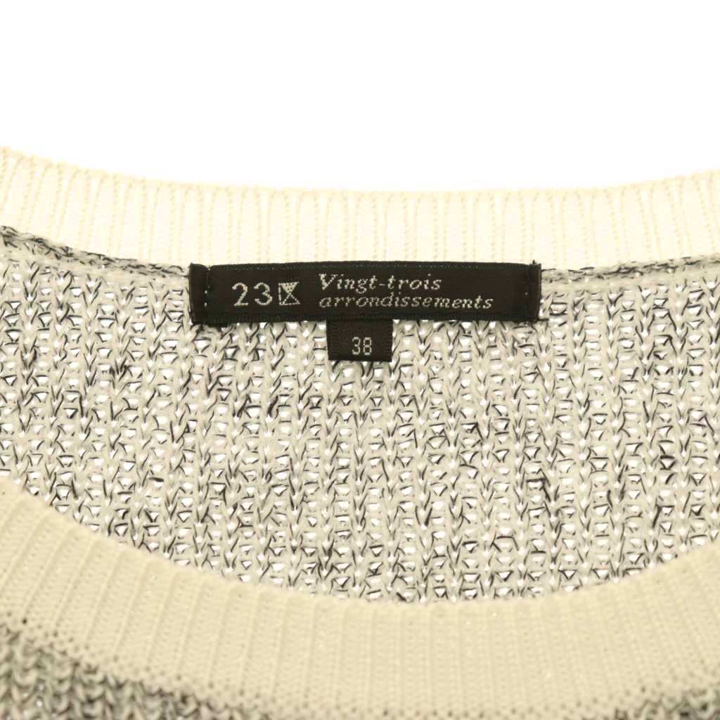 【中古】23区 オンワード樫山 vingt-trois コットンメランジバイカラーノースリーブニット サマーセーター リネン混 38 ブラック ホワイト /ES ■OS レディース 【ベクトル 古着】 260924 auc-vector-21285659 ブランド古着の買取販売ベクトル サンプル画像3