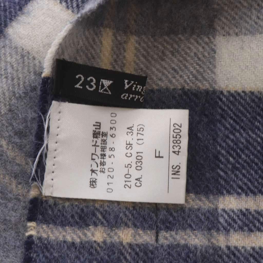 【中古】23区 オンワード樫山 vingt-trois pure cashmere マフラー チェック カシミヤ フリンジ グレー ネイビー /YO16 レディース 【ベクトル 古着】 261002 auc-vector-21309604 ブランド古着の買取販売ベクトル サンプル画像2