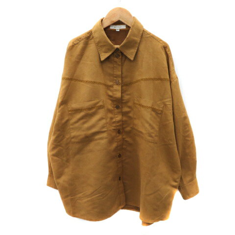 【中古】マウジー MOUSSY カジュアルシャツ 長袖 スエード調 F キャメル /YK43 レディース 【ベクトル 古着】 240905