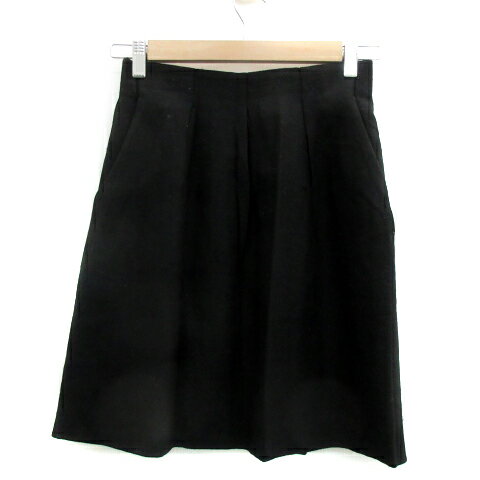 【中古】ストロベリーフィールズ STRAWBERRY-FIELDS スカート フレア ギャザー ミニ丈 無地 ウール 2 黒 ブラック /YS26 レディース 【ベクトル 古着】 201221 ベクトルプレミアム店