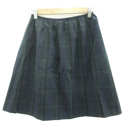 【中古】テチチ Te chichi フレアスカート ひざ丈 チェック柄 S ネイビー 紺 /YM41 レディース 【ベクトル 古着】 220222