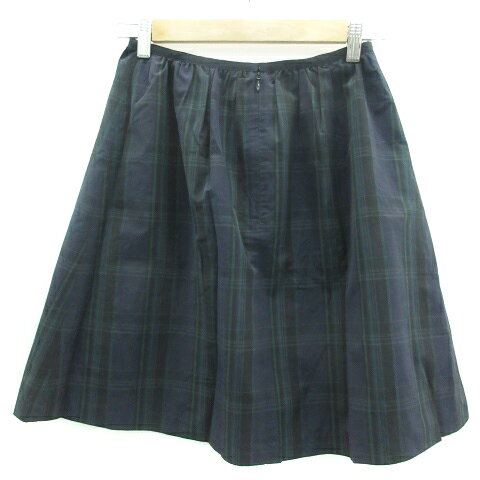 【中古】テチチ Te chichi フレアスカート ひざ丈 チェック柄 S ネイビー 紺 /YM41 レディース 【ベクトル 古着】 220222