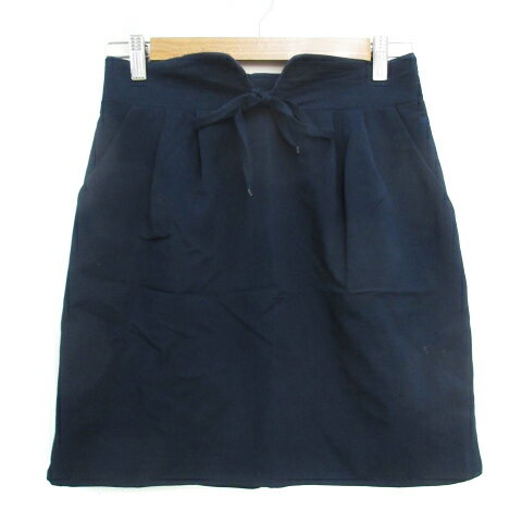 【中古】チャオパニック CIAOPANIC 台形スカート ひざ丈 リボン M 紺 ネイビー /FF19 レディース 【ベクトル 古着】 220413