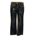 【中古】タバニティーソージーンズ TAVERNITI SO JEAN デニムパンツ ジーンズ フレアパンツ ロング丈 ダメージ加工 24 紺 ネイビー /HO..