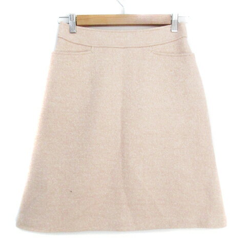 【中古】オフオン ofuon 台形スカート ひざ丈 総柄 ウール混 36 ベージュ /FF36 レディース 【ベクトル 古着】 221020