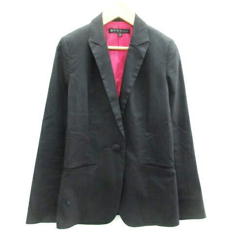 【中古】マニックス manics mc テーラードジャケット ミドル丈 シングルボタン 総裏地 2 ブラック 黒 /YM1 レディース 【ベクトル 古着】 221227