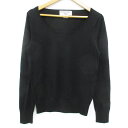 【中古】ナチュラルビューティーベーシック NATURAL BEAUTY BASIC ニット カットソー 長袖 Uネック ウール 透け感 M 黒 ブラック /FF35 レディース 【ベクトル 古着】 230126(4)